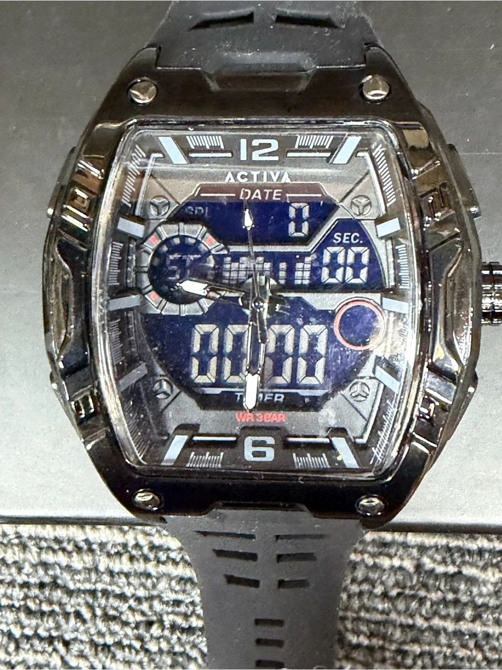 Activa Venzis X Invicta Digital Men’s Sport Watch-50mm Black Case New